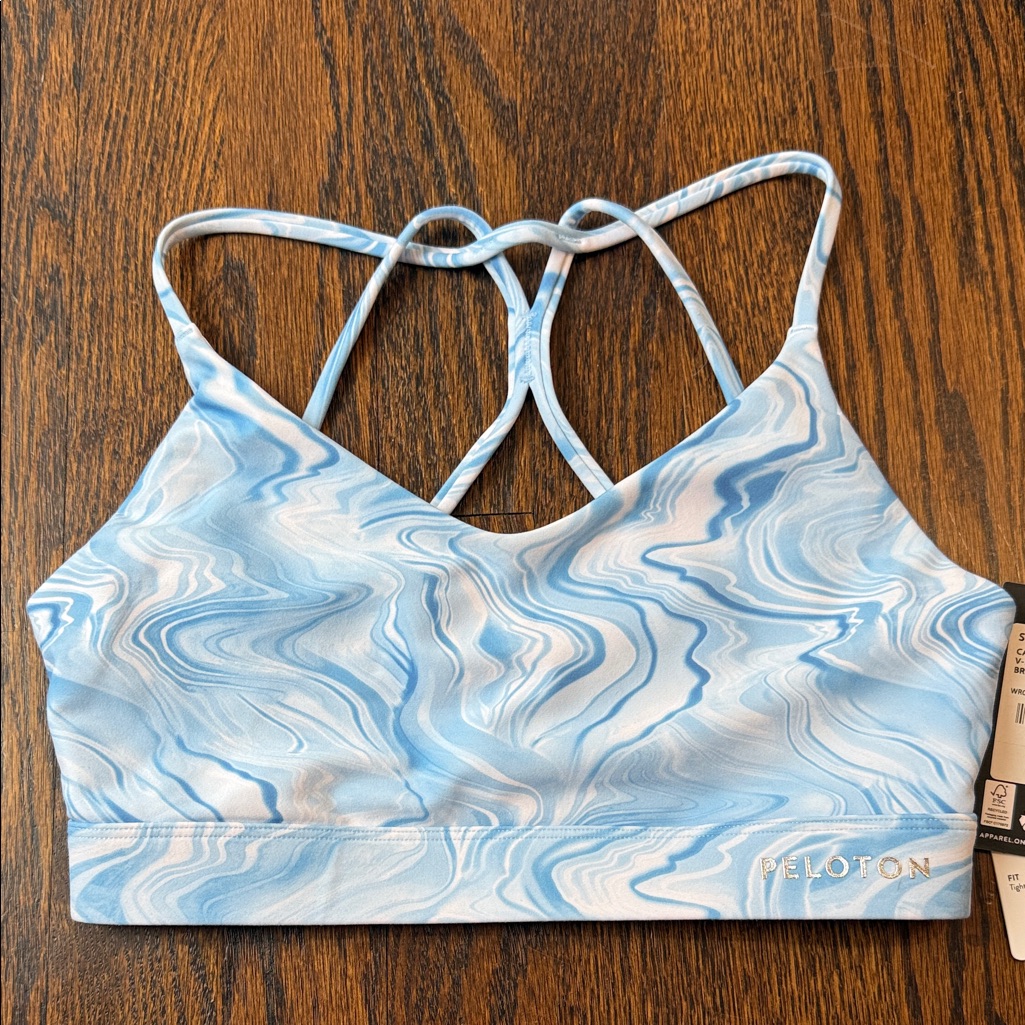 Nwt Peloton Cadent Printed V-Neck Strappu Back Bra. Women’s Size Small.